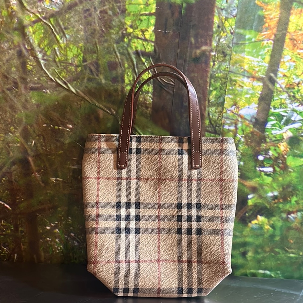 Burberry Haymarket Check Coated Canvas Mini Square Tote